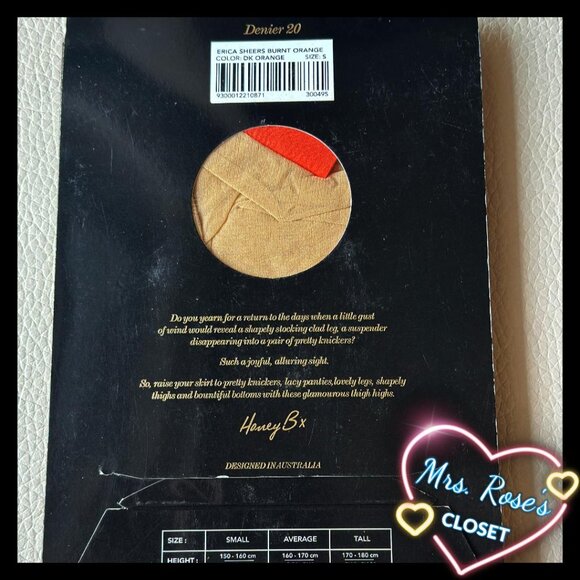 Honey Birdette Erica Burnt Orange Stockings Size Small - Picture 2 of 3